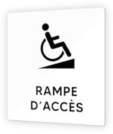 DECOHO - Pictogramme Rampes d'Accès PMR - Panneau signalétique en PMMA - Picto Noir - Format 9x9 cm - Modèle PL9_APMR - Blanc