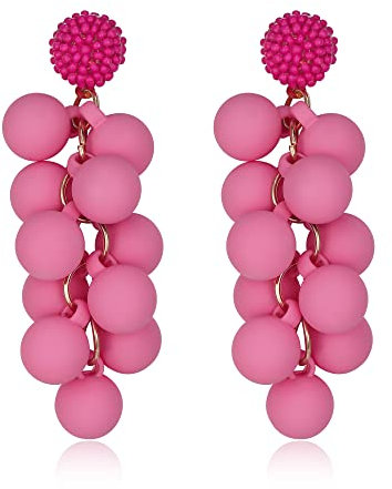 EVER FAITH Pendientes Mujer Colgantes de Color Macaron Aretes de Acrílico con Forma de Bola para Niña Rosado Tono Dorado