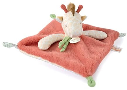 Doudou plat girafe beige et rouge 25 cm - Doudou et Compagnie