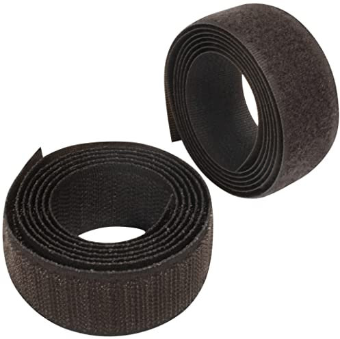 AERZETIX - C65956 - Cinta/rollo de scratch 25mm 1 metro auto agarre - organizador/sujetacables - tira enganche bolsa prenda correa - color: marrón oscuro - en poliamida y poliéster