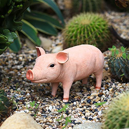 Schweine-Statue, Tier-Gartenzwerg-Statue, Niedliches Schwein, Lustige Outdoor-Skulptur, Niedlicher Lebensechter Look, Wetterfest, Langlebig, Kunstharz, Stabile Baby-Schwein-Figur für Garten, Terrasse,