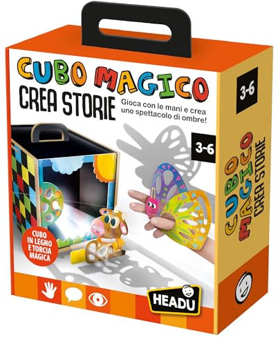 Headu Cubo Mágico CREA Historias CREA Y Proyecta Tu Espectáculo It57267 Juego Educativo para Niños 3-6 Años Made in Italy
