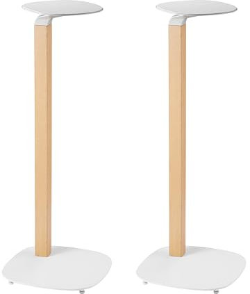 ynVISION.DESIGN Wood Speaker Stands | Pair | Max 22 LBS per Stand | Compatible with Sonos Era 300 and Most Bookshelf Speakers | 31 inches Tall | Foam Pad - Built in Cable Management | White and Beech