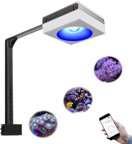 PopBloom RL90 100 Watts Aquarium LED Reef Light, Smart-APP Control Full Spectrum Marine LED for Saltwater Coral Fish Tanks (White)