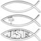 eMagTech 3 Stück 3D Jesus Fisch Aufkleber 3 Stile christliches Kreuz Fisch-Emblem Metalloptik Aufkleber für Autofenster Laptops Gepäck Kühlschrank 140 x 45 x 6 mm, Silber