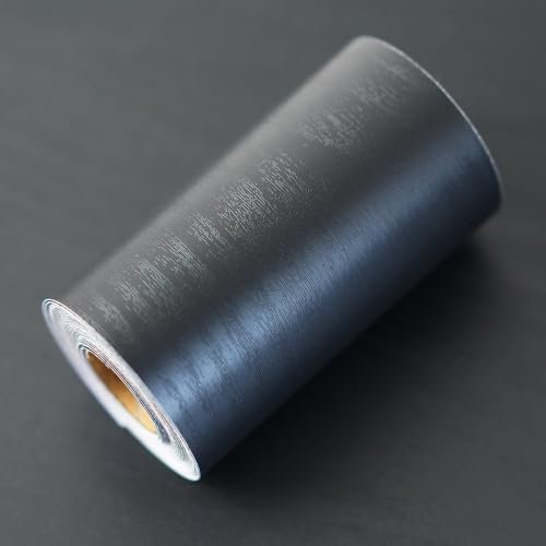 Hungbak Borde de papel pintado de grano de madera, marco de espejo de pared, cinta adhesiva para baño, decoración de cocina impermeable (negro, 10 m de largo x 10 cm de ancho)