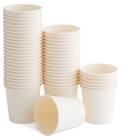 GoCoPack Paper Cups: Pack of 50-4oz (110ml) Small White Paper Cups