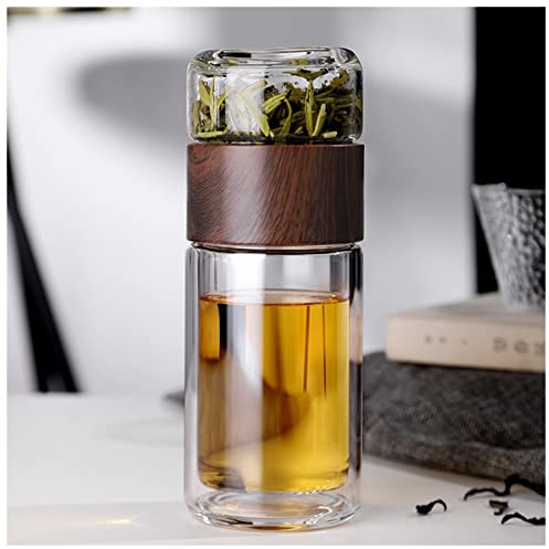 DUnLap Vidrio Botella de Agua de Vidrio Botella de Vidrio de Doble Pared Botella de té Separación de Agua Tazas Copa de Bebida Creativa Jarra Vidrio (Color : 200 ML, Size : A)