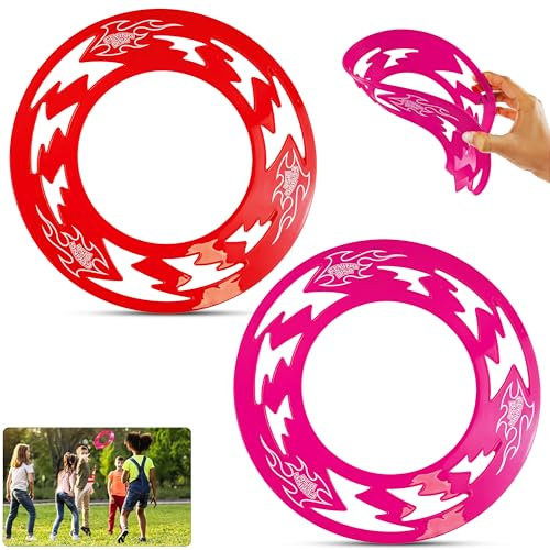 SRV Hub 2Pcs Plastic Super Light Speed Skimmers, Laser Cut Flying Frisbee Throw and Catch Toy, Kids Adults Outdoor Beach Garden Flying Disc Frisbee Ring Size - 22.5cm (Dia)
