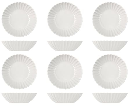 H&h set 6 piatti fondi lotus bianco cm18