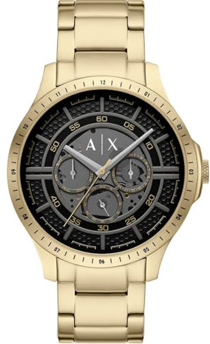 Armani Exchange Watch for Men, Automatic Movement and 46mm Case Size with Stainless Steel, Leather or Silicone Strap