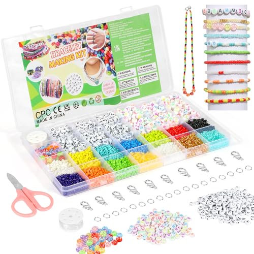 URMYWO Perlen für Armbänder, Mini Perlenset Charm Kit, Perlen zum Auffädeln für Weihnachten DIY Bracelet Making Kit, Erwachsener zu Weihnachten, Feiertage, Geburtstage, Partys