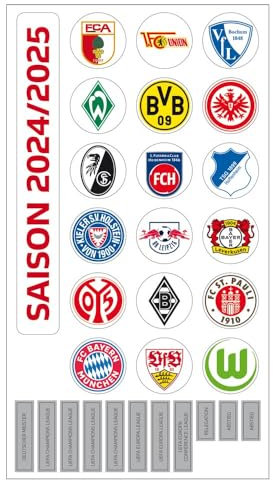 Bundesliga AMBALLCOM | Update für AMBALLCOM Magnettabelle | Saison 2024/25 | Neue Vereine | Sport | Fußball | Geschenk für Fußballfan (Bundesliga 1 Allen clublogos)