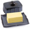 Beurre Pot en Porcelaine, beurrier 250g, beurrier en céramique, beurrier eau avec couvercle, Plat à Beurre français 250g, beurriers Noir, butter dish avec Couvercle en Relief pour Beurre Mou