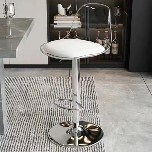 TLTDSMYF Stuhl, transparenter Barhocker aus Acryl, höhenverstellbar, drehbar, ohne Armlehnen, Thekenstuhl, Hocker/transparent/60–80 cm