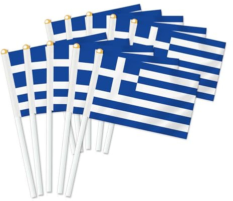 Lot de 25 drapeaux de Grèce Handheld, décor tenu à la main, bannière de décoration à la main Greece