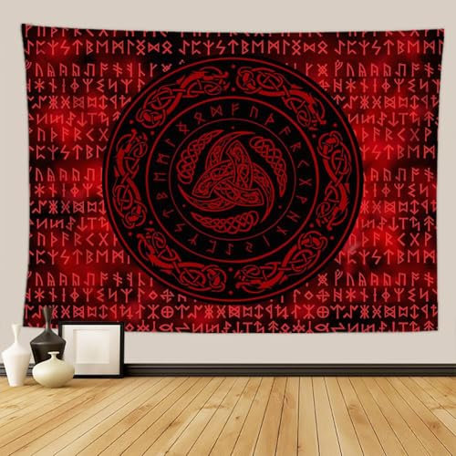 Wandteppich 130x150 cm Wikinger-Bilderdrucke Wandkunst Wandteppich Weiches Polyester Werfen Tuch Ästhetisch Dekor für Wohnzimmer Schlafzimmer Wandtuch Tapisserie