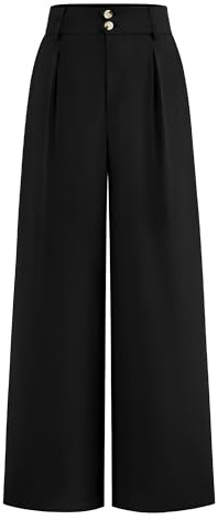 BTFBM Women Wide Leg Dress Pants 2026 High Waisted Button Pleated Business Casual Trousers Office Work Palazzo Pants(Black, Medium)