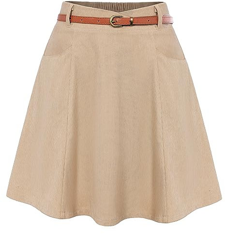 Belle Poque Damen Mini Cordrock Hohe Taille Geraffte Rock für Party Club Aprikose BP0828-04 M