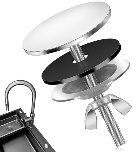 Wasserhahn Loch Abdeckung, Lochabdeckung Spüle, Edelstahl Spülbecken Abdeckung, Küchenspüle-Lochabdeckung für Spülbeckenlöcher(Silber)