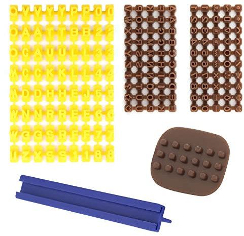 Tampon Alphabet pour Argile – Ensemble de Lettres et Chiffres – Outils de Décoration – 9 Pièces – Jaune，Set classique d'emporte-pièces pour biscuits avec alphabet chiffre lettre Tampons à biscuits