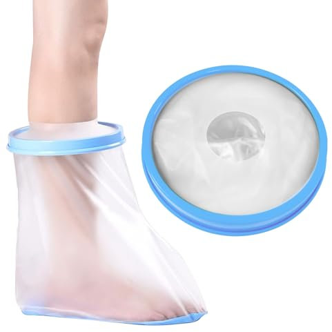 Dcsfadq Wasserdichter Duschschutz Fuß für Erwachsene Rutschfester Gips Wundschutzverband mit Silikonrand, Wiederverwendbare Fußabdeckung für Postoperative Pflege, Duschen mit Gips