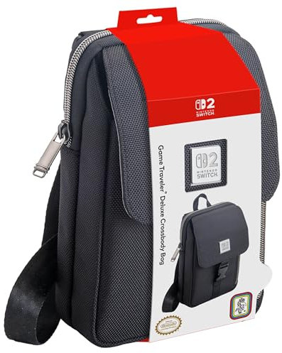 RDS - Sac à bandoulière vertical sous licence Nintendo Switch 2, Nintendo Switch OLED et Nintendo Switch Traveler Deluxe - Compatible avec le système Nintendo et les accessoires