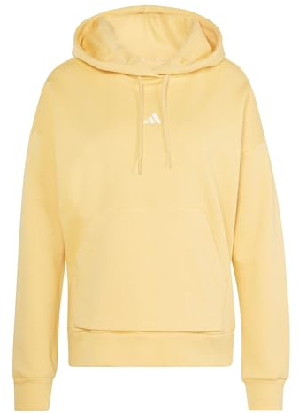 adidas Women's Essentials SMALL Logo Feel Cozy Hoodie, Semi Ice Tangerine/White, XL