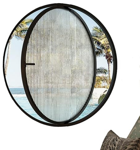360° Rotatable Round Window with Tempered Glass Household,Large Flush Mount Shed Windows,Round Center Hung Window,for Restaurant Shop Playhouses and Barns,Black-100cm-ChanghongGlass
