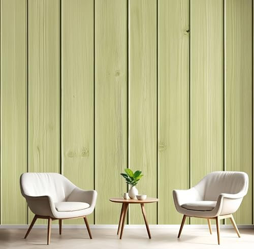 Tapete Fototapete Wandtapete Gestreifte Holzbretter, Wandbild Wanddeko Für Wohnzimmer Schlafzimmer, Salbeigrün Retro-Bauernhaus Tapeten Mit Geruchsfreiheit Wandposter Wandkunst, 150X105Cm