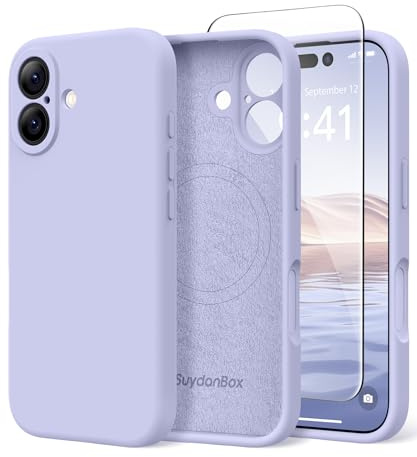 SuydanBox Magnetische Hülle für iPhone 17, kompatibel mit MagSafe, [vollständiger Kameraschutz] [Displayschutz] Stoßfeste Silikon-Schutzhülle für iPhone 17 6,3 Zoll, Lila