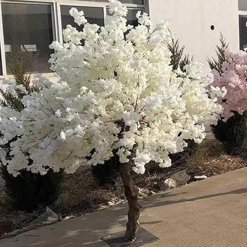 Grande albero di ciliegio giapponese artificiale, fiore di ciliegio bianco, fatto a mano, pianta finta per interni ed esterni, decorazione per casa, ufficio, feste, matrimoni, bianco (altezza 1,5 m x