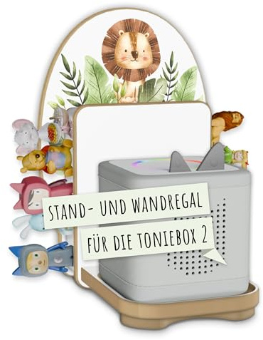 Holzura Tonie Regal für die Toniebox 2 Ladestation und Toniefiguren, Halterung zur Tonie Aufbewahrung