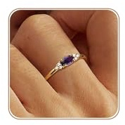 ZNBOH Ringe Gold Damen Wasserfest 18K Vergoldete Geburtsstein Ring 52-62 | Stapelbar Ringe mit Stein Zirkonia Amethyst Aquamarin Edelstein,Promise Daumenring,Verlobungsring,Geburtstag Geschenk Frauen