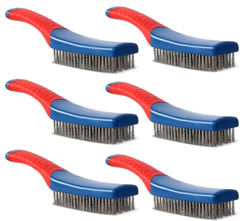 Small Wire Brush Set 6PCS Wire Brush for Rust Removal Stainless Steel Grill Brush Metal Brush for Cleaning Home Kitchen Industrial Use