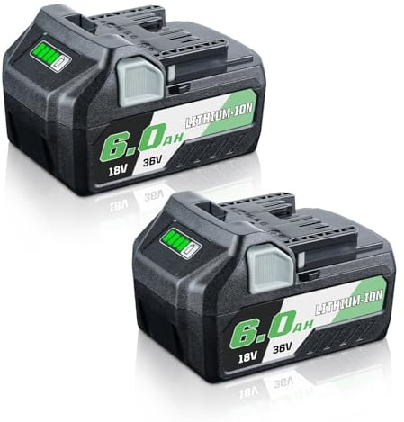 2 Pack Replacement Battery for Hi KOKI BSL36B18-18V 6.0Ah/36V 3.0Ah Li-Ion Battery, Compatible with 18V Battery BSL1815 BSL1815X BSL1815S Hi KOKI 18V Sliding Li-Ion Tools & MV 36V Tools