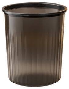 Generisch Neuer transparenter Kunststoff-Mülleimer (8 l/12 l/16 l) | Großer, offener Abfalleimer mit Druckring für Haushalt, Küche und Bad (Grau/Braun)