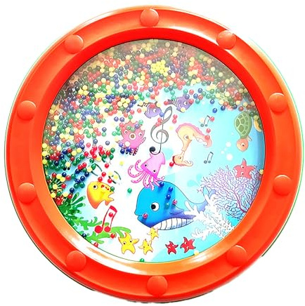 Mingzhe Wave Bead Ocean Drum Pädagogische Kunststoff-Ocean-Sound-Drum-Percussion für Kinder und Erwachsene (10 Zoll Orange)
