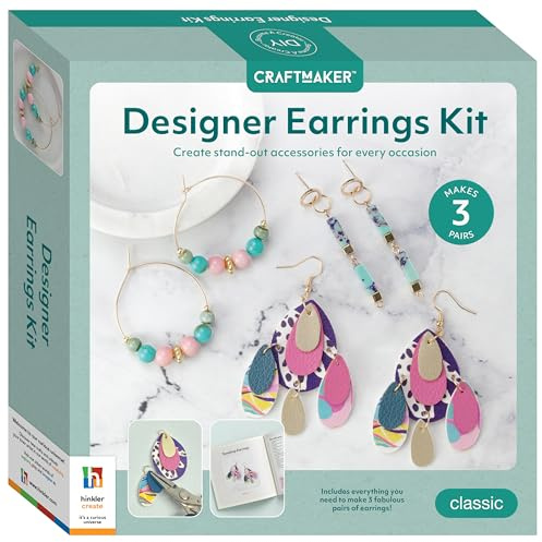 Craft Maker Designer Ohrringe Kit - DIY Ohrring Herstellung für Erwachsene - Perlen und Haken enthalten - Einfach zu befolgende Projekte - Kreative Kunst und Handwerk