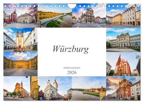Würzburg Impressionen (Wandkalender 2026 DIN A4 quer), CALVENDO Monatskalender: Wunderschöne Bilder der Stadt Würzburg (CALVENDO Orte)