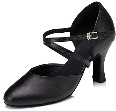 MINITOO Donna Latino Tango Ballo Salsa Danza Scarpe Chiusa Party Serata Decollete con Tacco L188 Nero 8cm Tacco EU 40