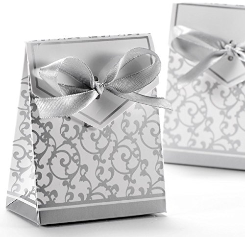 VORCOOL 50stk Geschenkboxen mit Bändern (Silber)