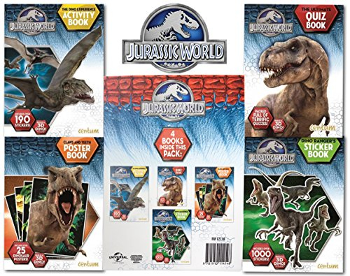 Jurassic World 4 Book Set: Jurassic World the Ultimate Quiz Book, Jurassic World Claws and Teeth Poster Book, Jurassic World Dino Ranger's Sticker ... World the Dino Experience Activity Book.
