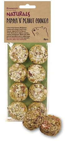 Rosewood Naturals Papaya 'n' Peanut Cookies, Small Animal Treats for Hamsters, Gerbils, Mice and Rats, 80g
