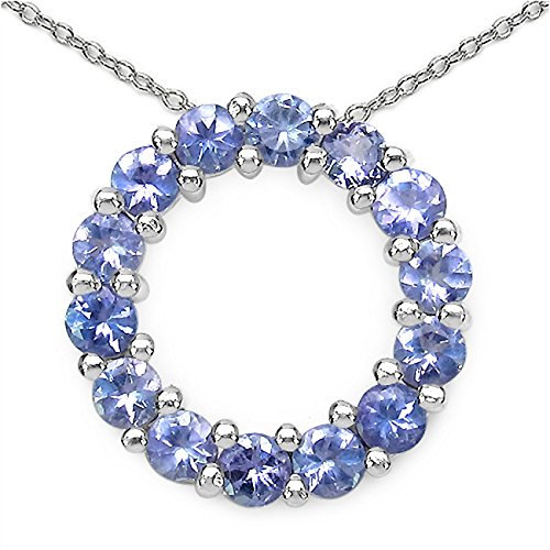 Schmuck-Schmidt-Collier/Halskette mit Tansanit-Anhänger-14 Edelsteine-1,40 Karat