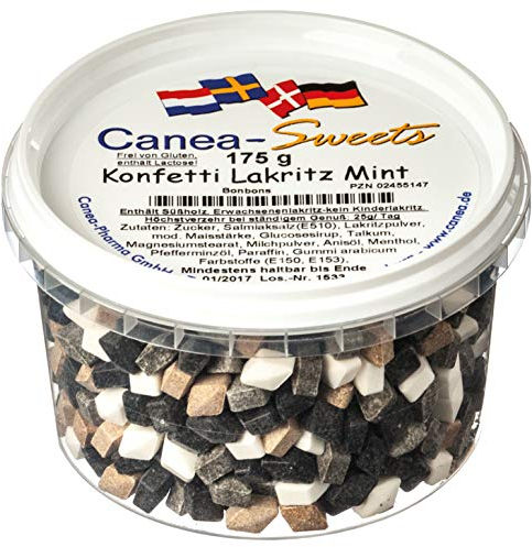 Canea-Sweets Bunter Mix aus Lakritz- und Minzkomprimaten, KONFETTI Lakritz Mint Dose, 1er Pack (1 x 175 g)