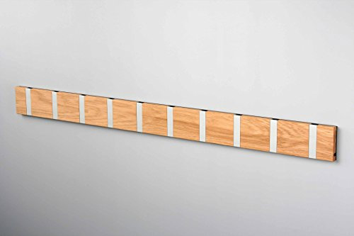 Knax Garderobe Waagerecht Kernbuche 10 Haken, Grau