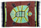 Kascha Sarong Pareo Wickelrock Strandtuch Tuch Wickeltuch Handtuch - Blickdicht - ca. 170cm x 110cm - Braun Grün Batik mit Schildkröte Motiv Handgefertigt inkl. Kokos Schnalle in Rauteform