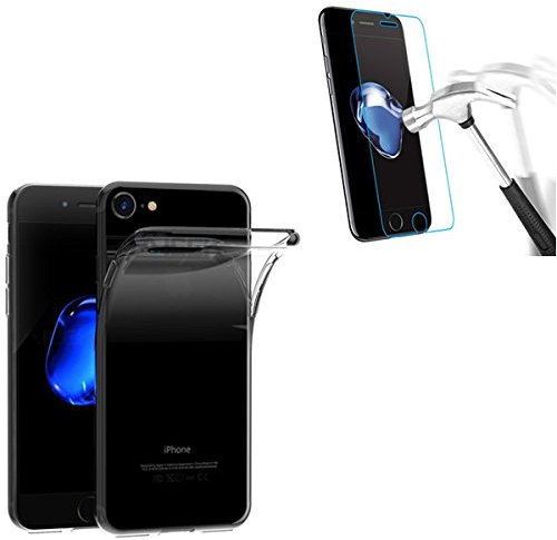 HQ-CLOUD Coque Gel en Silicone Transparent pour Apple IPHONE 7 Plus + 1 Verre Trempé de Protection d'écran