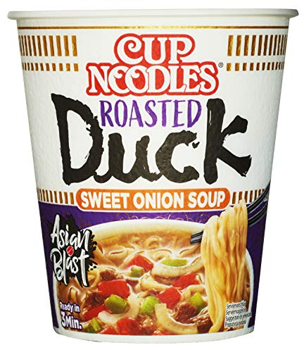 Nissin Cup Noodles – Duck, 8er Pack, Soup Style Instant-Nudeln japanischer Art, mit Entenfleisch-Geschmack & Gemüse, schnell im Becher zubereitet, asiatisches Essen (8 x 65 g)